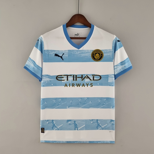 commemorative maglia manchester city bianco blu 2022-2023 uomo