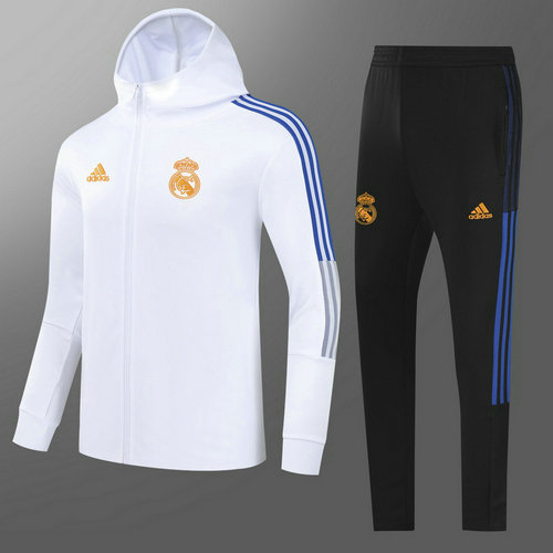 giacca con cappuccio real madrid 2022-2023 bianco bambino