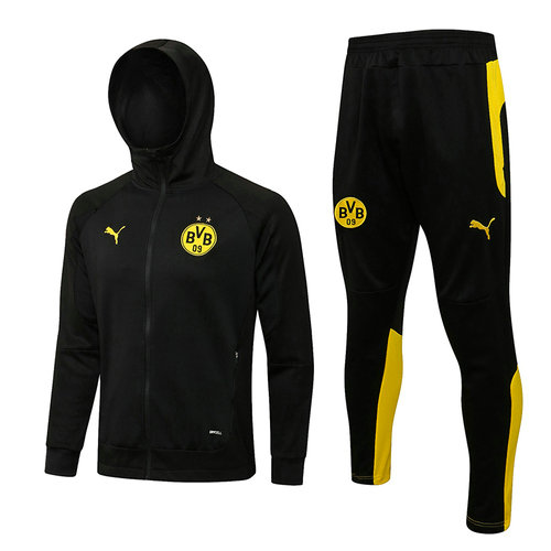 giacca con cappuccio zip intera borussia dortmund 2022-2023 nero uomo