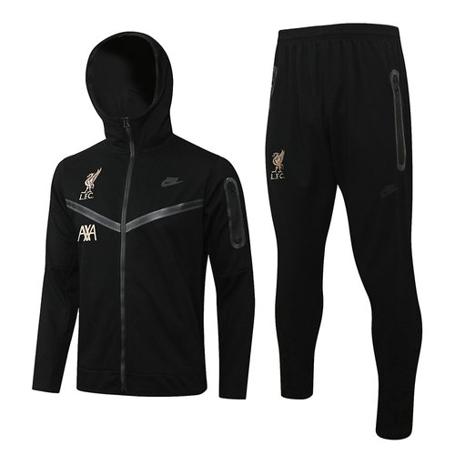 giacca con cappuccio zip intera liverpool 2022-2023 nero uomo