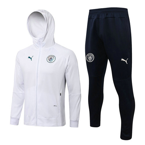 giacca con cappuccio zip intera manchester city 2022-2023 bianco uomo