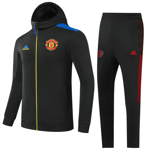 giacca con cappuccio zip intera manchester united 2022-2023 nero uomo