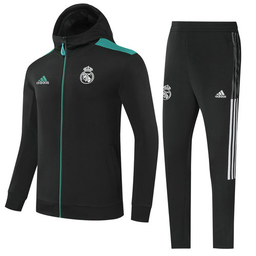 giacca con cappuccio zip intera real madrid 2022-2023 nero uomo