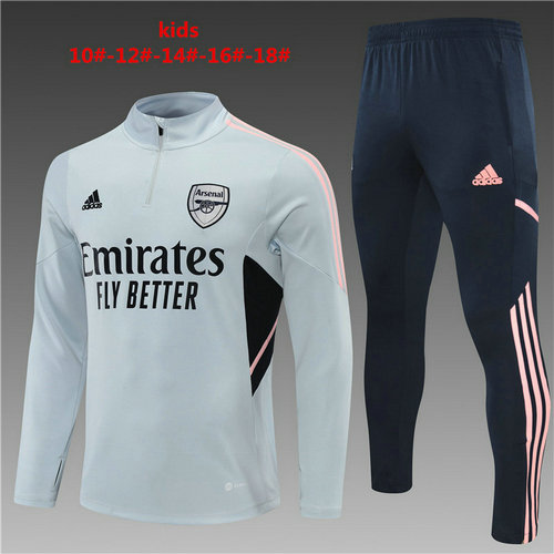 giacca sportiva con mezza zip arsenal 2022-2023 grigio chiaro bambino