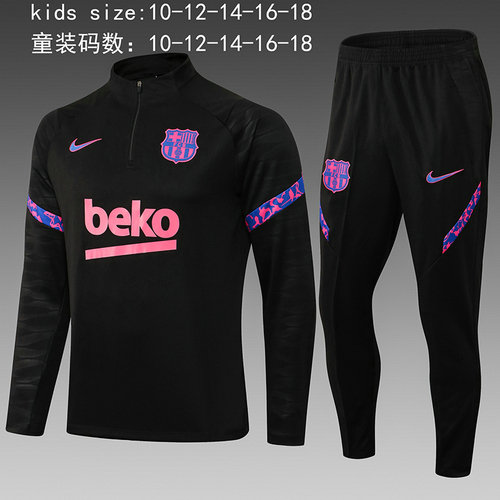 giacca sportiva con mezza zip barcellona 2022-2023 nero bambino