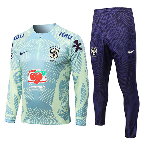 giacca sportiva con mezza zip brasile blu verde 2022-2023 uomo