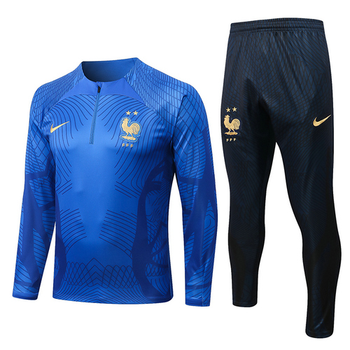 giacca sportiva con mezza zip francia blu 2022-2023 uomo