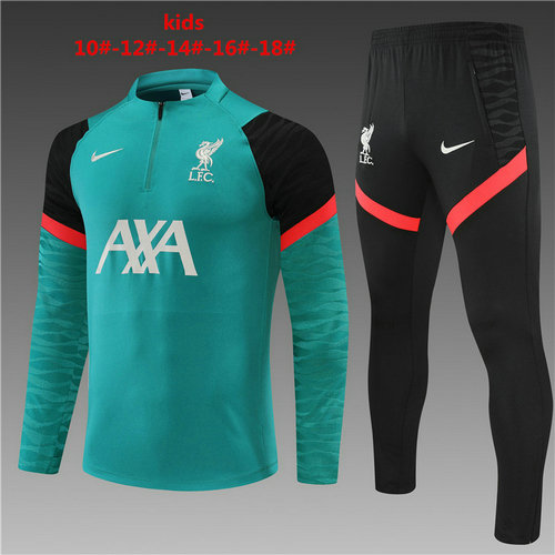 giacca sportiva con mezza zip liverpool 2022-2023 verde bambino