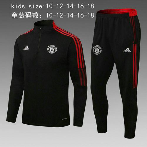 giacca sportiva con mezza zip manchester united 2022-2023 nero bambino