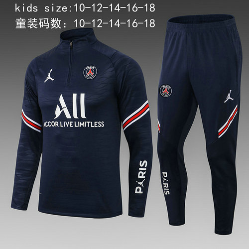 giacca sportiva con mezza zip paris saint germain 2022-2023 blu reale bambino