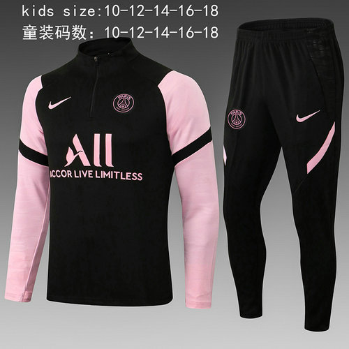 giacca sportiva con mezza zip paris saint germain 2022-2023 nero rosa bambino