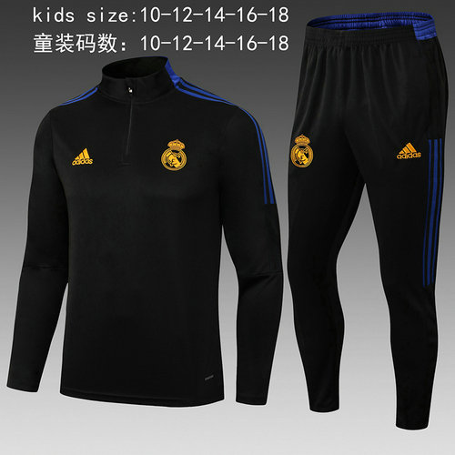 giacca sportiva con mezza zip real madrid 2022-2023 nero bambino