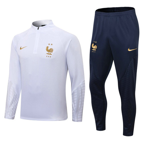 giacca sportiva con zip francia 2022-2023 bianco uomo