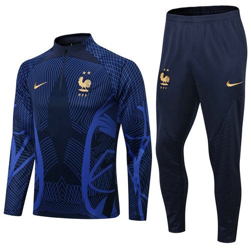 giacca sportiva con zip francia 2022-2023 blu reale uomo