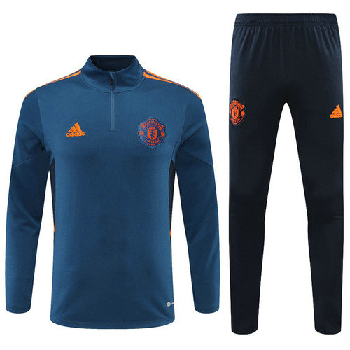 giacca sportiva con zip manchester united 2022-2023 blu uomo