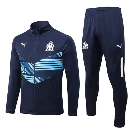 giacca sportiva con zip olympique marsiglia blu reale 2022-2023 uomo