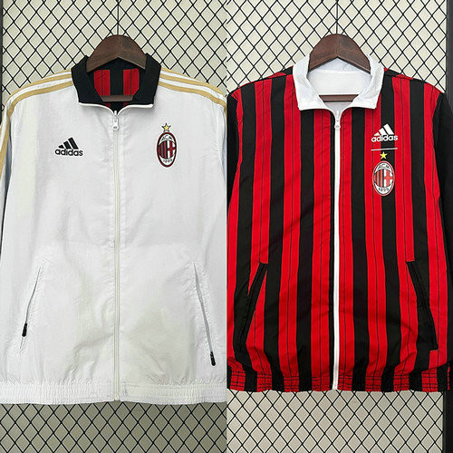 giacche a vento calcio ac milan 2024-2025 bianco rosso double face uomo