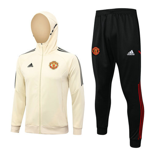 giallo naturale giacca con cappuccio zip intera manchester united 2023-2024 uomo