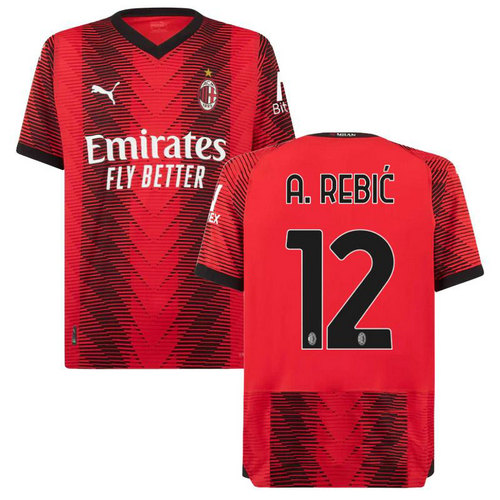 maglia a.rebic 12 ac milan prima 2023-2024 uomo