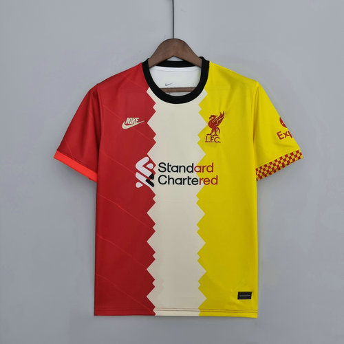 maglia liverpool rosso beige giallo 2022-2023 uomo