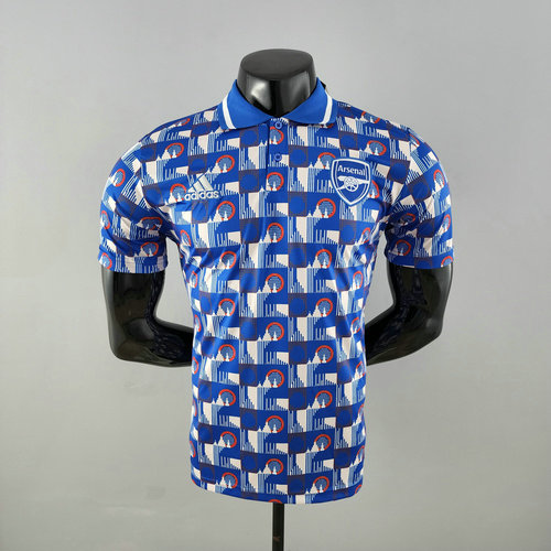 maglia polo arsenal plaid blu e bianco 2022-2023 uomo