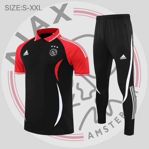 maglia polo calcio ajax 2022-2023 nero rosso uomo