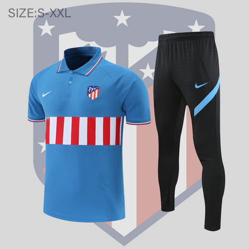 maglia polo calcio atlético madrid 2022-2023 strisce bianche e rosse blu uomo