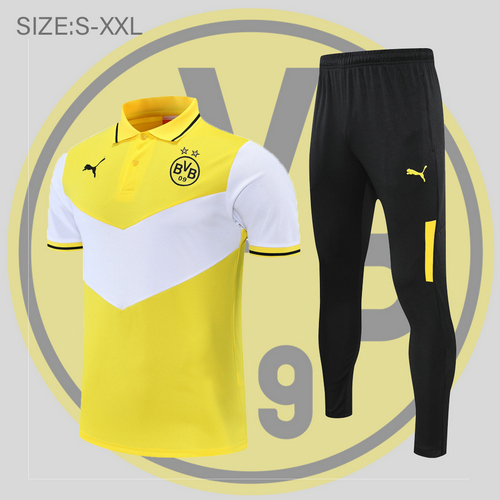 maglia polo calcio borussia dortmund 2022-2023 giallo e bianco uomo