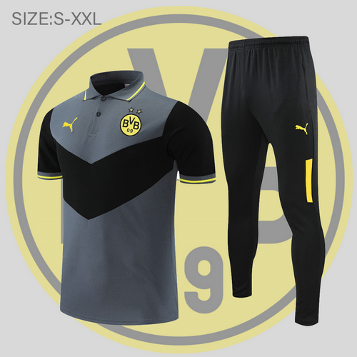 maglia polo calcio borussia dortmund 2022-2023 grigio nero uomo