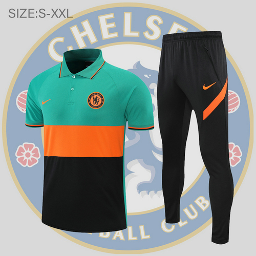 maglia polo calcio chelsea 2022-2023 nero arancio verde uomo