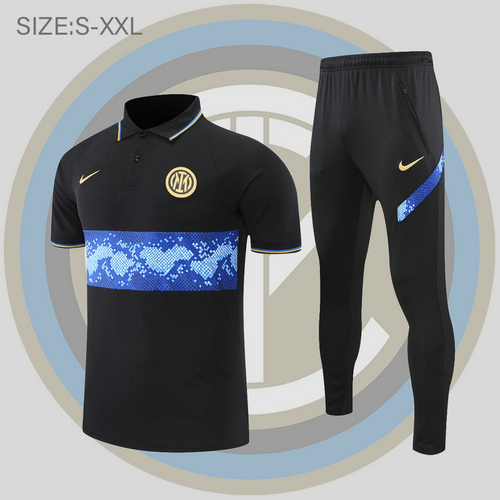 maglia polo calcio inter 2022-2023 modello nero e blu uomo