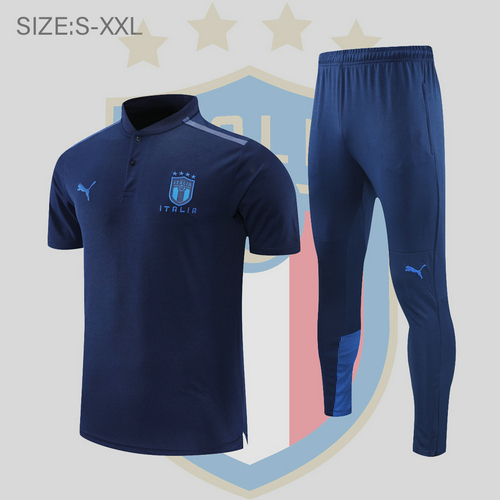 maglia polo calcio italia 2022-2023 blu reale uomo