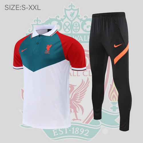 maglia polo calcio liverpool 2022-2023 bianco rosso verde uomo