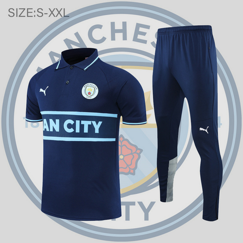 maglia polo calcio manchester city 2022-2023 blu reale uomo