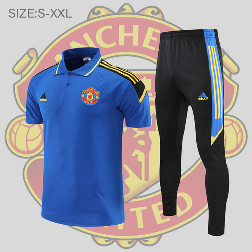 maglia polo calcio manchester united 2022-2023 blu scuro uomo