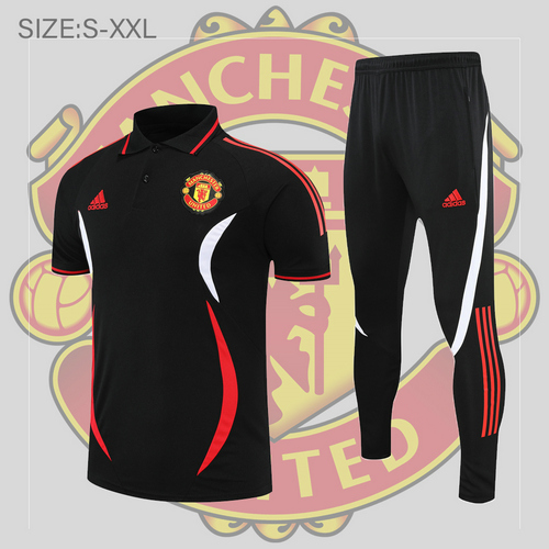 maglia polo calcio manchester united 2022-2023 nero uomo