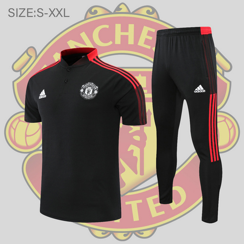 maglia polo calcio manchester united 2022-2023 strisce nere e rosse uomo