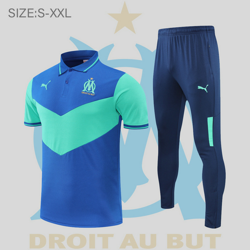 maglia polo calcio olympique marsiglia 2022-2023 blu verde uomo