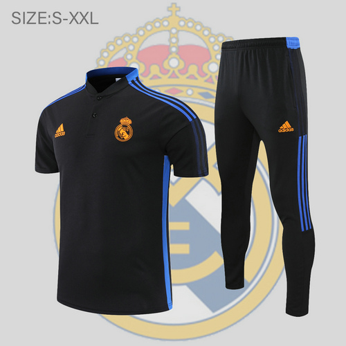 maglia polo calcio real madrid 2022-2023 strisce nere e blu uomo