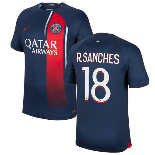 maglia r.sanches 18 paris saint germain prima 2023-2024 uomo