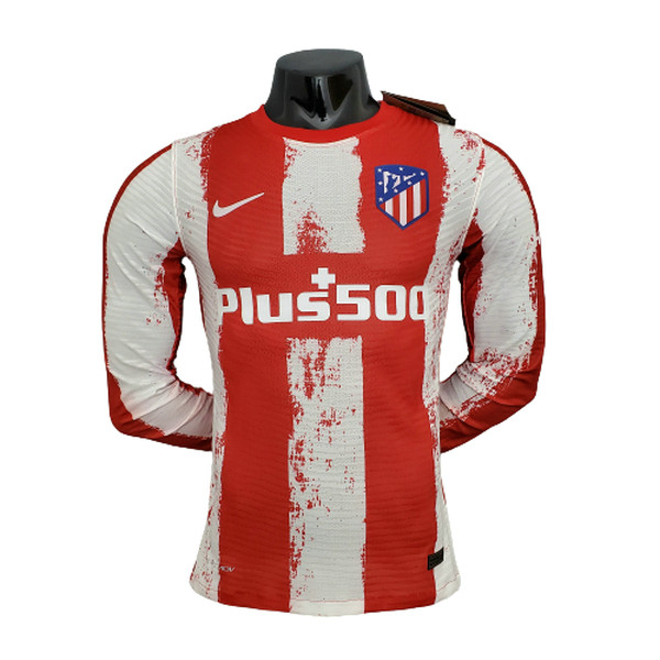 manica lunga prima maglia atlético madrid player 2021 2022 rosso bianco uomo