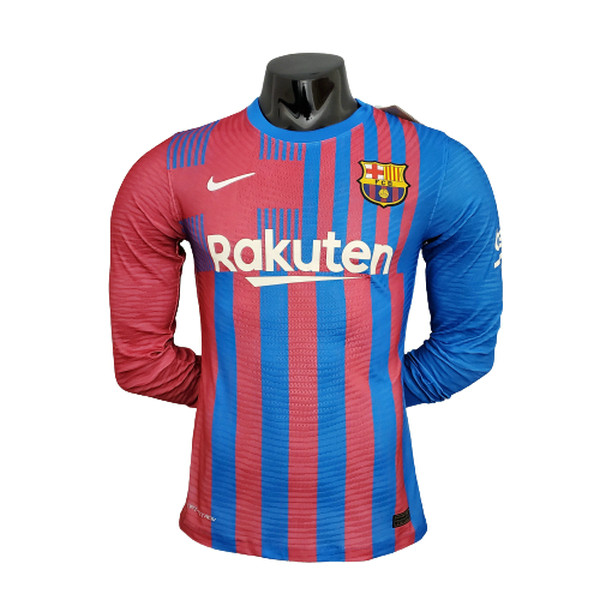 manica lunga prima maglia barcellona player 2021 2022 blu rosso uomo