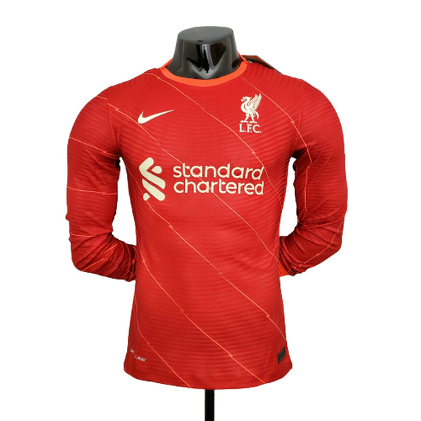 manica lunga prima maglia liverpool player 2021 2022 rosso uomo