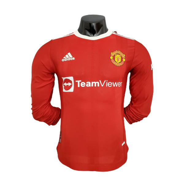 manica lunga prima maglia manchester united player 2021 2022 rosso uomo