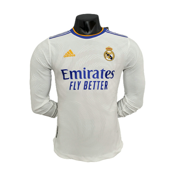 manica lunga prima maglia real madrid player 2021 2022 bianco uomo