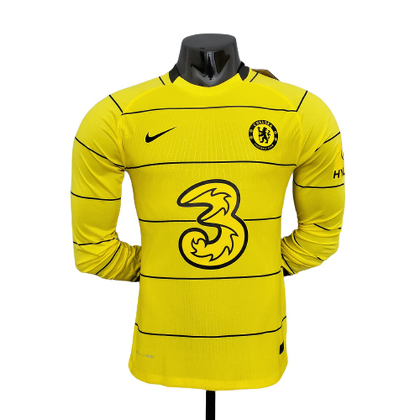 manica lunga seconda maglia chelsea player 2021 2022 giallo uomo