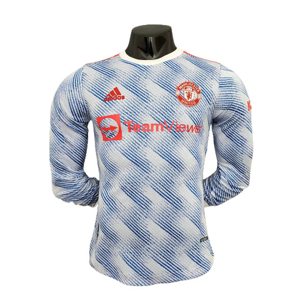 manica lunga seconda maglia manchester united player 2021 2022 blu uomo