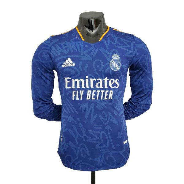 manica lunga seconda maglia real madrid player 2021 2022 blu uomo