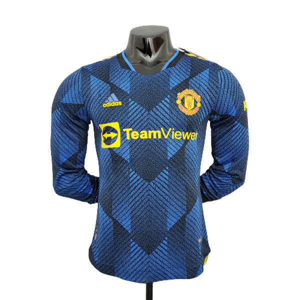 manica lunga terza maglia manchester united player 2021 2022 blu uomo