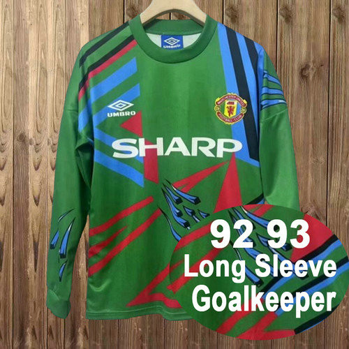 manica lunga verde maglia manchester united portiere 1992-1993 uomo